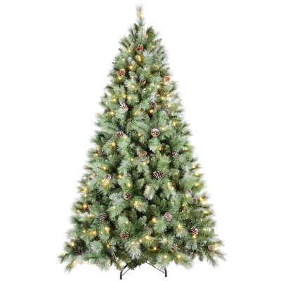 LCEO| Frosted-Effect Xmas Tree with Pine Cones & Needles - Optional Lighting