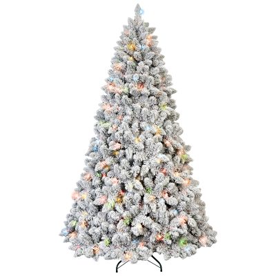 BCES| Colorful LED Flocked Christmas Tree with Pine Cones Decorations