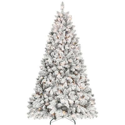 BCES| Colorful LED Flocked Christmas Tree with Pine Cones Decorations