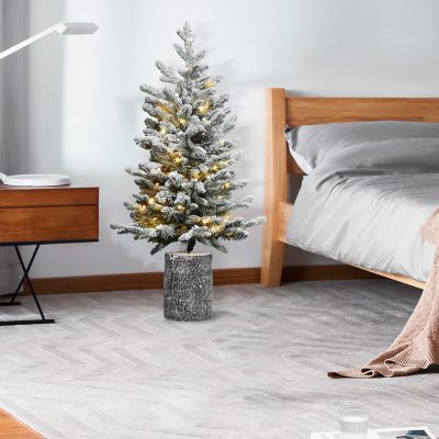 OCCO| Home&Tabletop Decor- Mini Potted Flocked Xmas Tree with Pine Cones