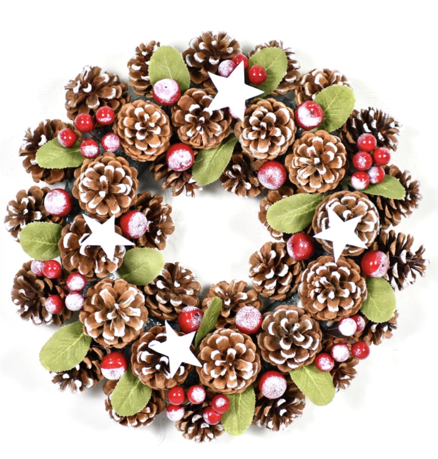 Rustic Pinecone and Berry Christmas Wreath - Customizable Sizes