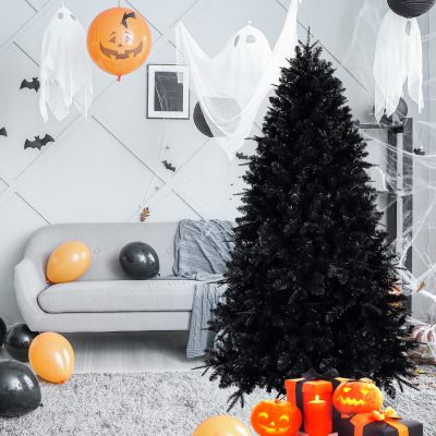 VCCR| Gothic Halloween Tree – Black PE+PVC with Eerie LED Lighting