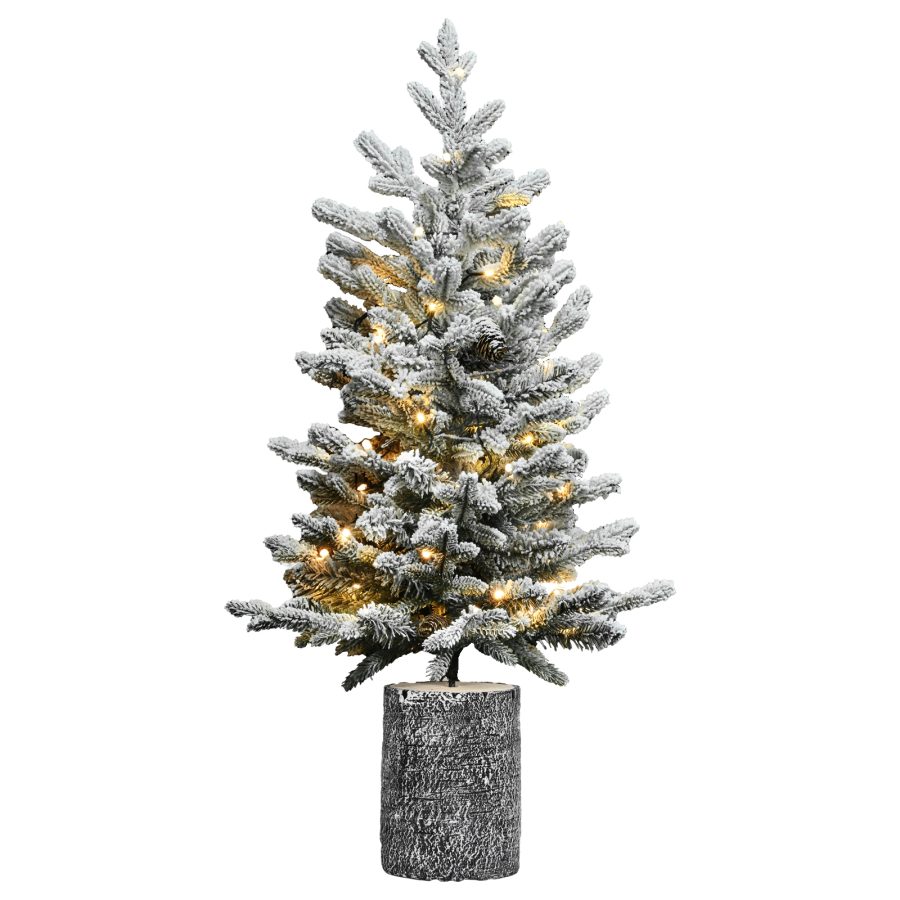 OCCO| Home&Tabletop Decor- Mini Potted Flocked Xmas Tree with Pine Cones