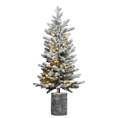 OCCO| Home&Tabletop Decor- Mini Potted Flocked Xmas Tree with Pine Cones