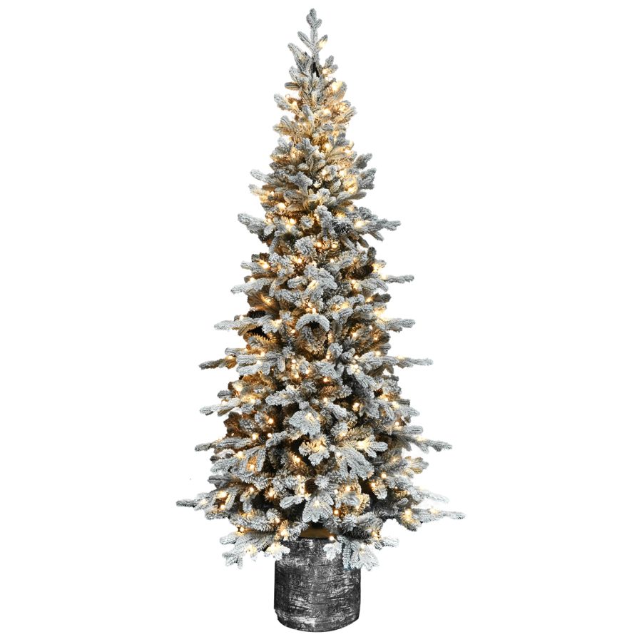OCCO| Home&Tabletop Decor- Mini Potted Flocked Xmas Tree with Pine Cones