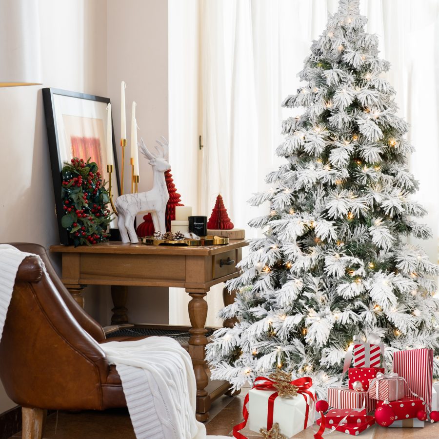 ZCSW| Snowfall PVC Xmas Tree – Realistic Frosted Branches with Warm LED