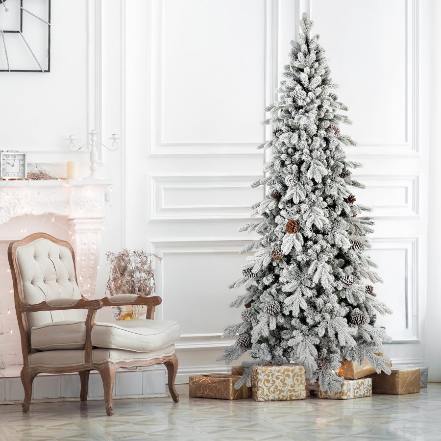 7 KCH| Slim PVC Flocked Pine Tree - Affordable Classic Tree