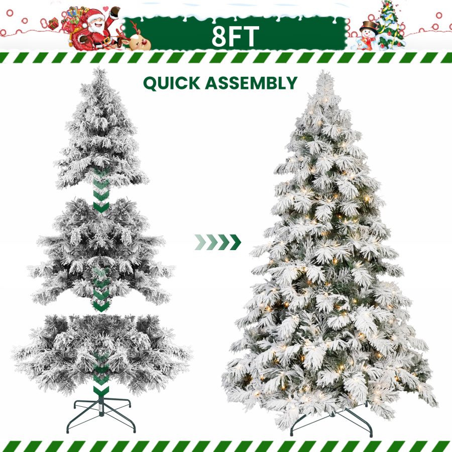 ZCSW| Snowfall PVC Xmas Tree – Realistic Frosted Branches with Warm LED