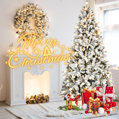 MCUQ| Snowy Flocked Christmas Tree – Warm White &  Bi-color Led Lights