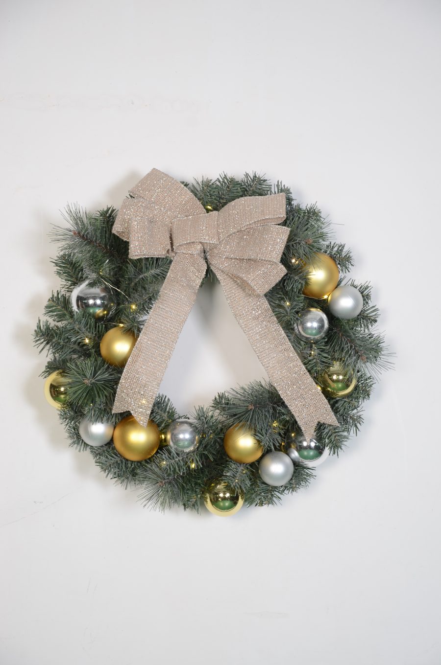 Custom-Sized Christmas Wreath with Shatterproof Plastic Baubles