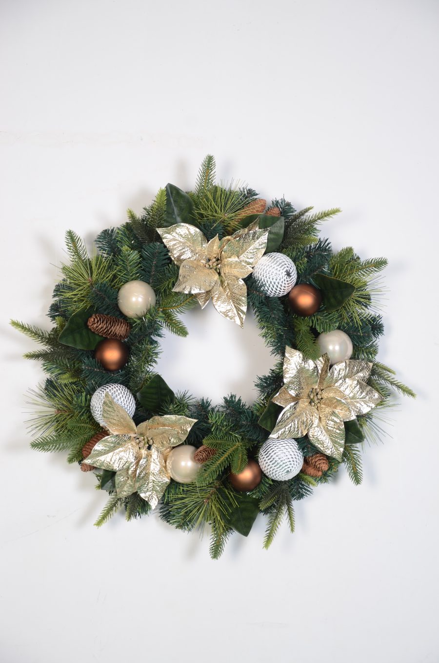 Custom-Sized Christmas Wreath with Shatterproof Plastic Baubles