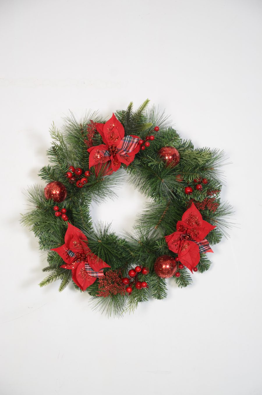 Custom-Sized Christmas Wreath with Shatterproof Plastic Baubles
