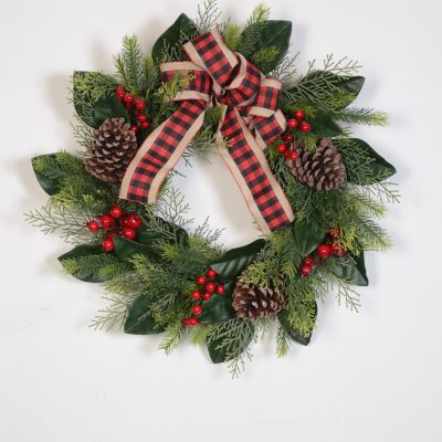 Rustic Pinecone and Berry Christmas Wreath - Customizable Sizes