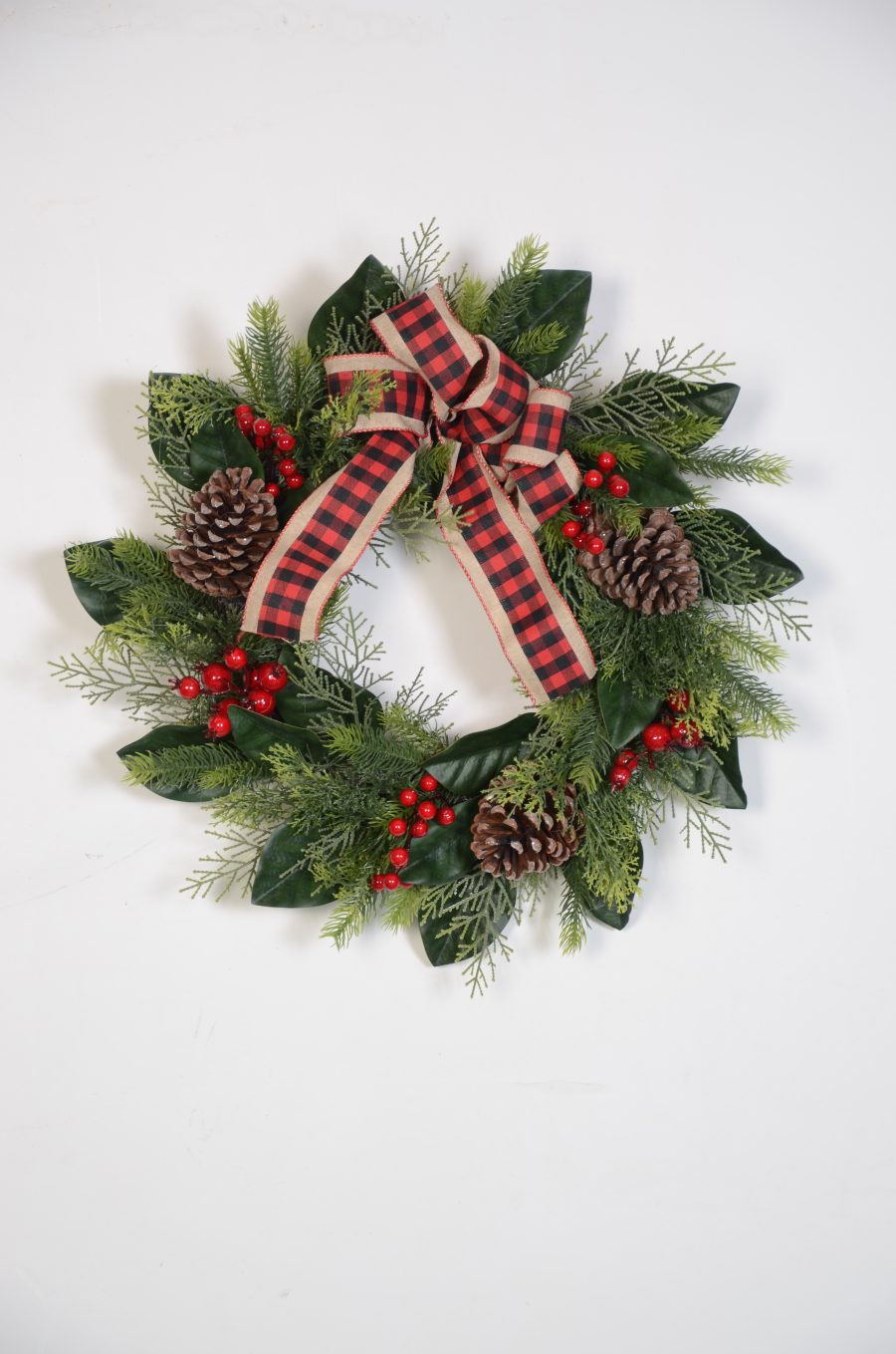 Rustic Pinecone and Berry Christmas Wreath - Customizable Sizes