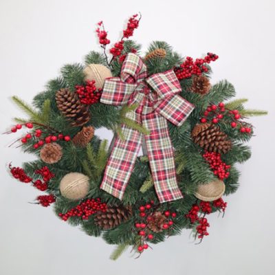 Rustic Pinecone and Berry Christmas Wreath - Customizable Sizes