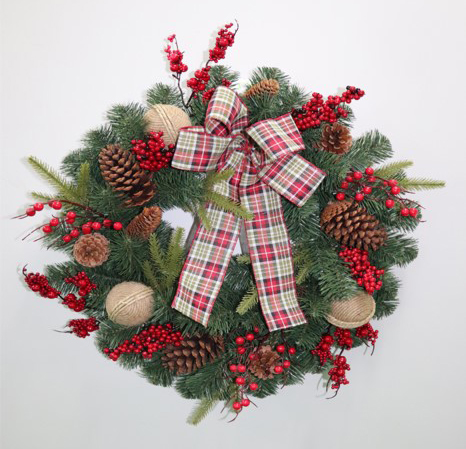Rustic Pinecone and Berry Christmas Wreath - Customizable Sizes