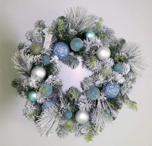Flocked Christmas Wreath- Volume Purchases& Discounted Wholesale