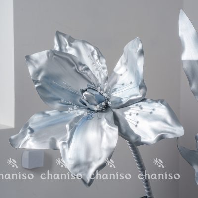 Pale Blue Silver-Plated Giant Floor Flowers