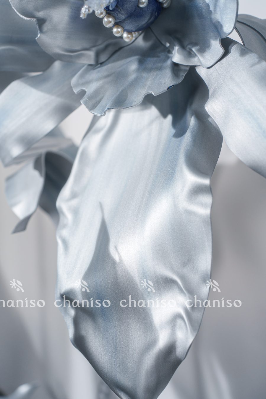 Pale Blue Silver-Plated Giant Floor Flowers