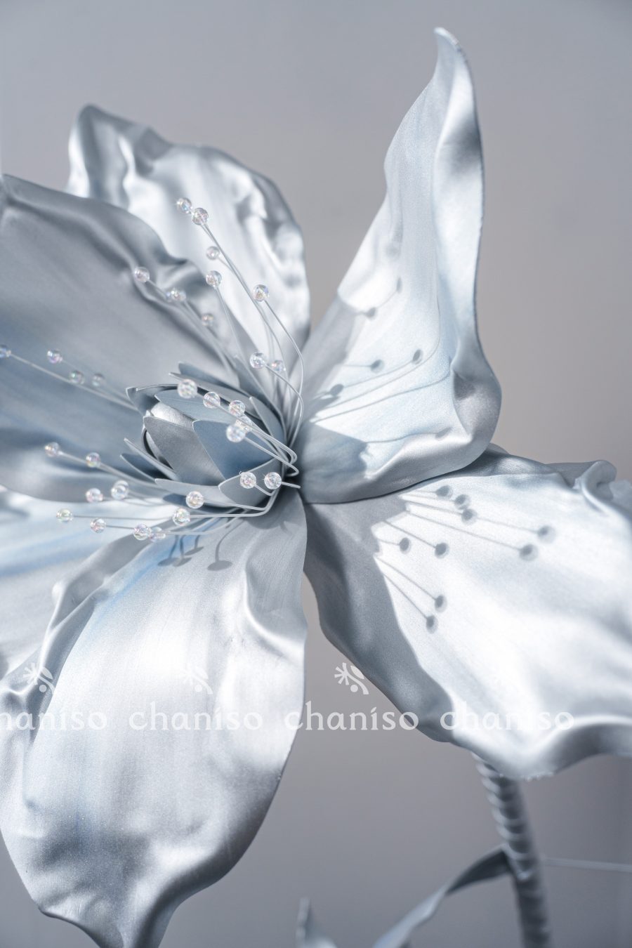 Pale Blue Silver-Plated Giant Floor Flowers