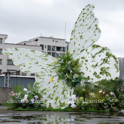 Giant Butterfly Installation with Companion Flowers