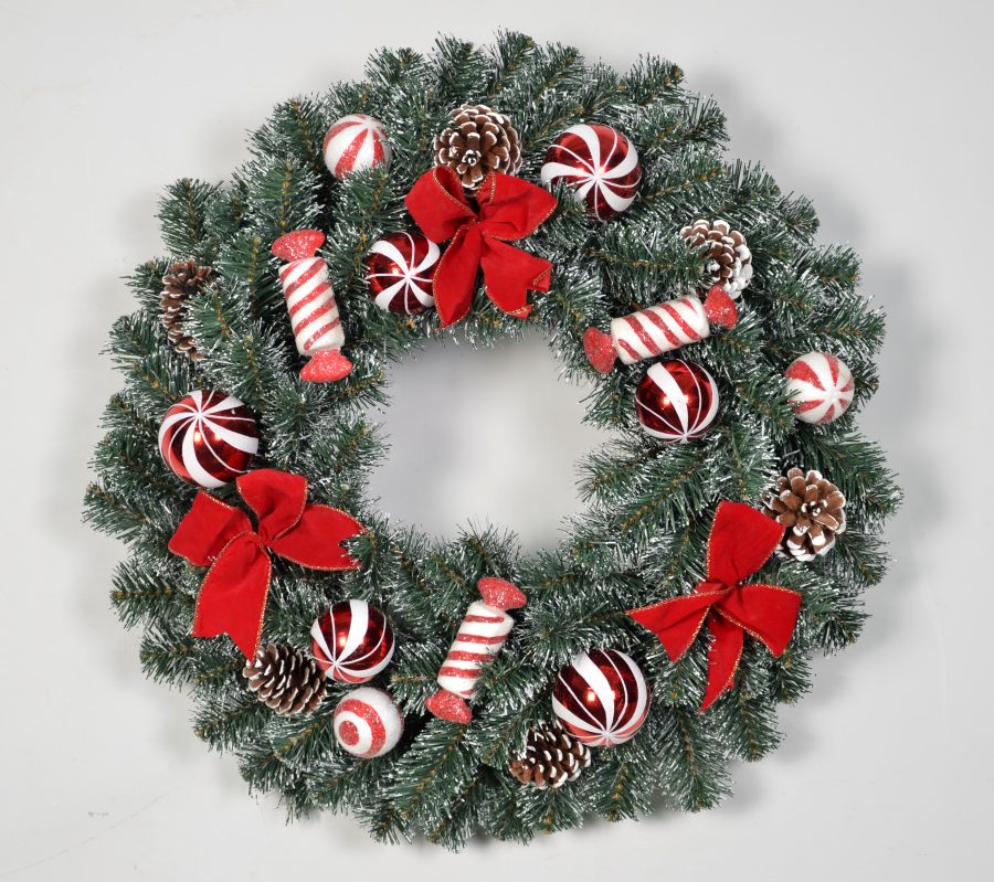 Custom-Sized Christmas Wreath with Shatterproof Plastic Baubles