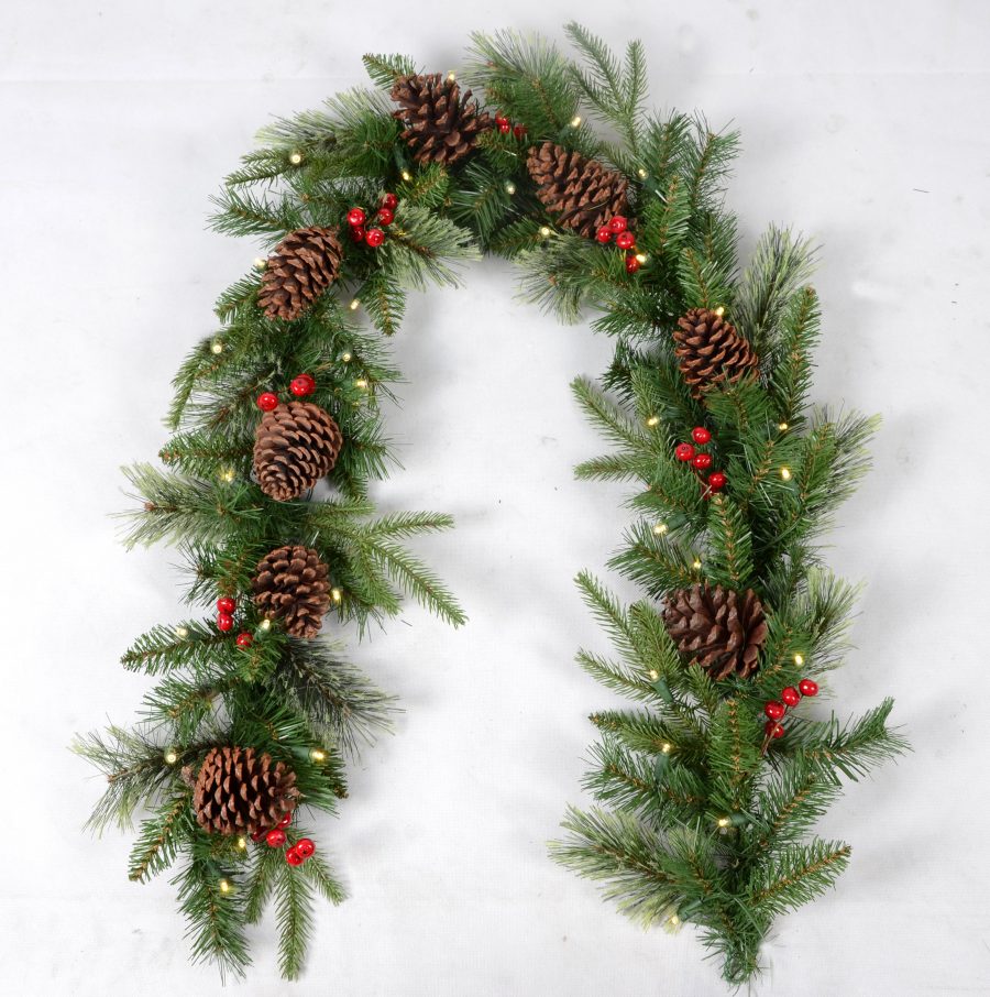 PW0610-160T-35L Pine Cone Garland Wreath - Personalized Decor & Adjustable Length