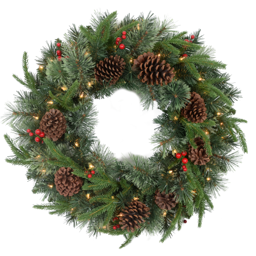 Evergreen Wreath with Natural Pine Cones - Ready to Hang