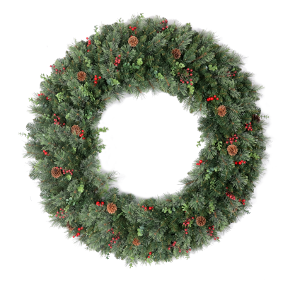 Evergreen Wreath with Natural Pine Cones - Ready to Hang