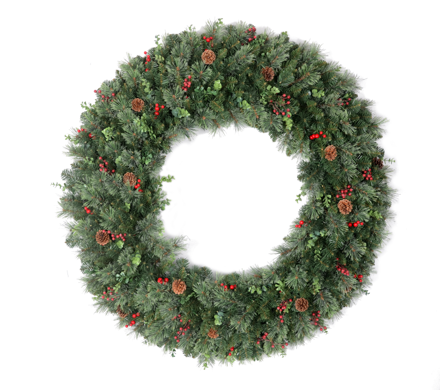 Evergreen Wreath with Natural Pine Cones - Ready to Hang