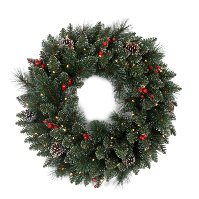 Rustic Pinecone and Berry Christmas Wreath - Customizable Sizes