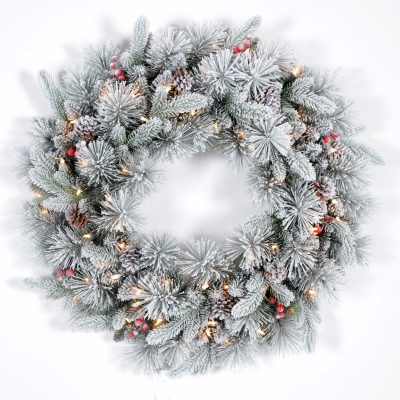 Flocked Christmas Wreath- Volume Purchases& Discounted Wholesale