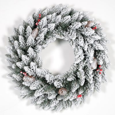 Flocked Christmas Wreath- Volume Purchases& Discounted Wholesale