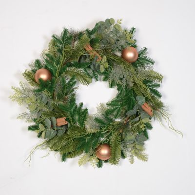 Custom-Sized Christmas Wreath with Shatterproof Plastic Baubles